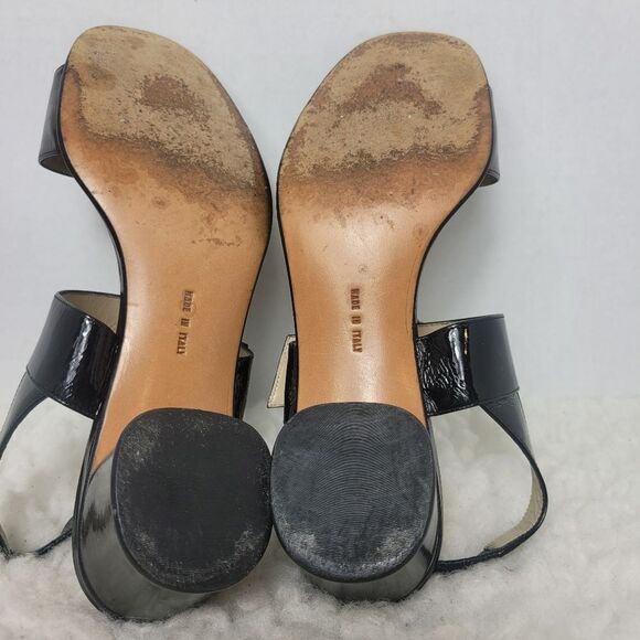 Salvatore Ferragamo Women's Slingback Shoes  Size 8 C Black Patent Block Heel - Picture 11 of 11